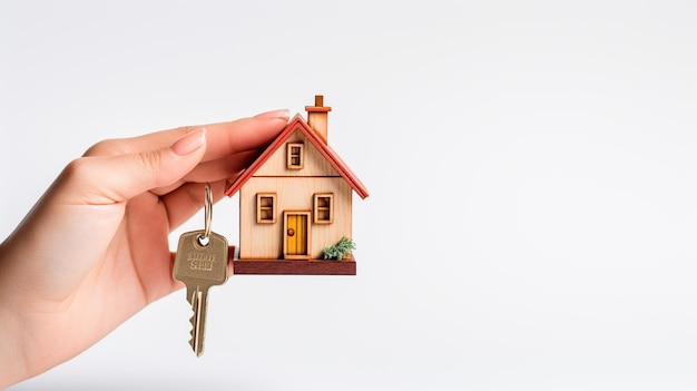 Agent immobilier remettant la clé de la maison à l'acheteur Image générée par l'IA