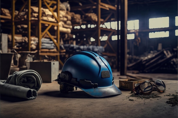 agent de sécurité vue arrière portant un casque de sécurité supervisant sur le chantier IA générative