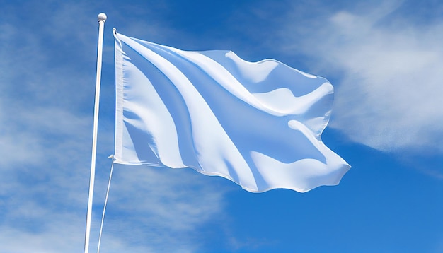 Photo agitant un drapeau blanc contre le ciel bleu photo réaliste 8jpg