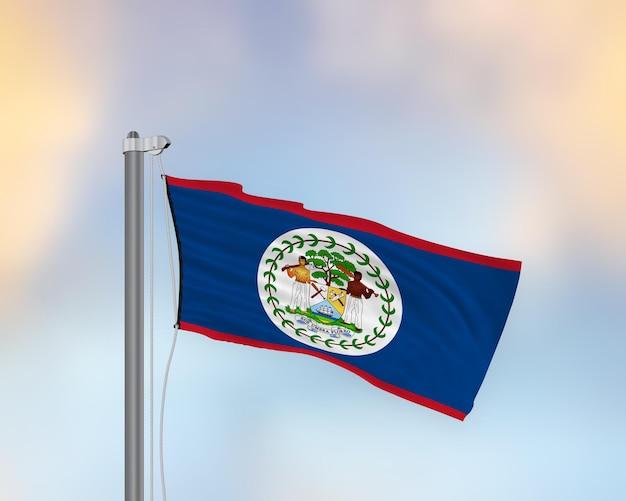 Agitant le drapeau du Belize sur un mât