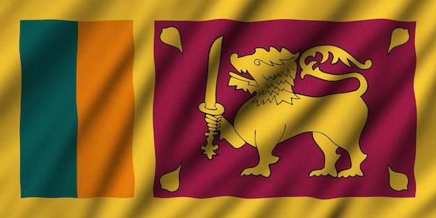 agitant le drapeau du pays du Sri Lanka