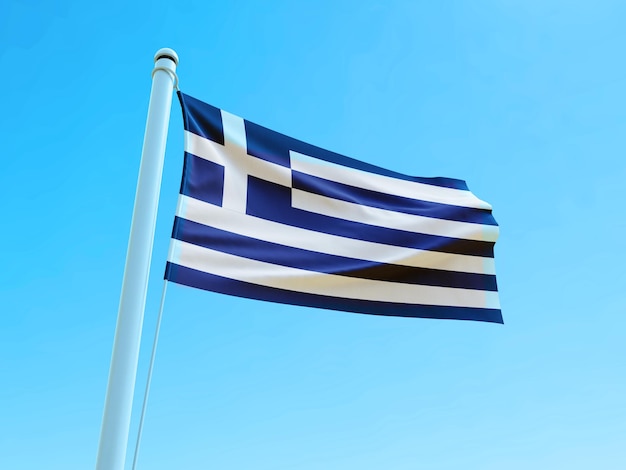 Agitant le drapeau de la Grèce