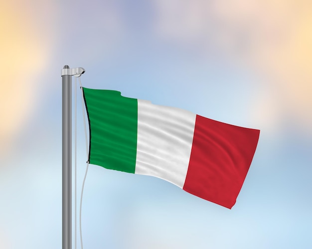 Agitant le drapeau de l'Italie sur un mât