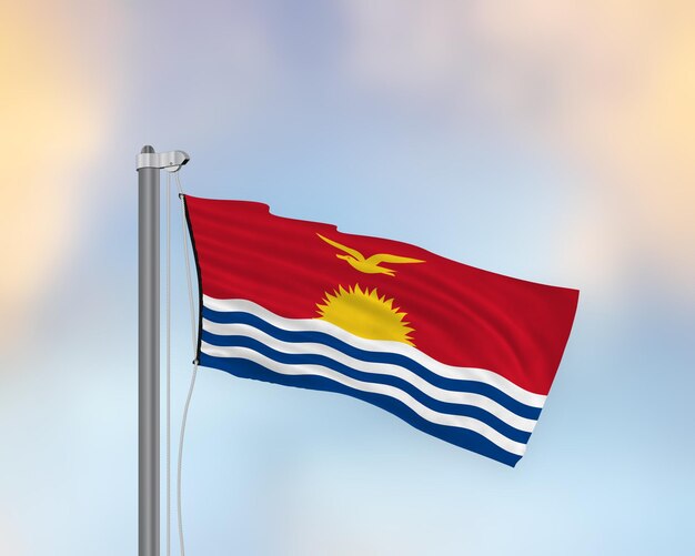 Photo agitant le drapeau de kiribati sur un mât