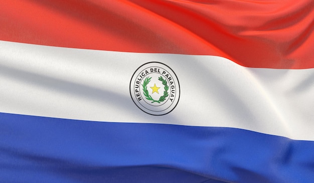 Agitant le drapeau national du paraguay a agité le rendu d gros plan très détaillé