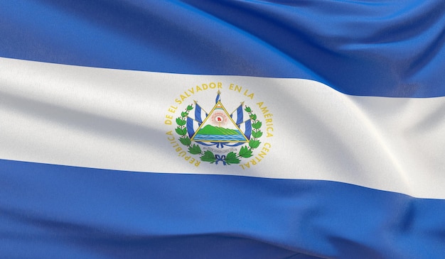Agitant le drapeau national d'El Salvador A agité le rendu 3D agrandi très détaillé