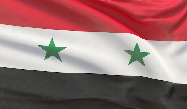 Agitant le drapeau national de la syrie a agité un rendu d agrandi très détaillé