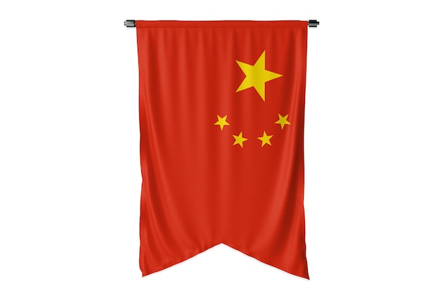 Agitant le drapeau de la République de Chine du drapeau du pays asiatique sur l'icône flagpole.3d isolé sur fond blanc