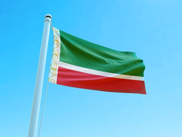 Agitant le drapeau de la République tchétchène
