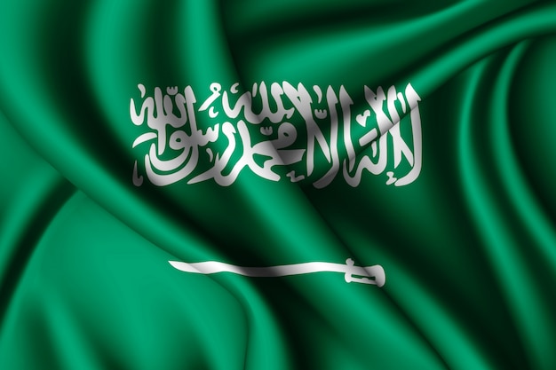 Agitant le drapeau de la soie de l'Arabie saoudite