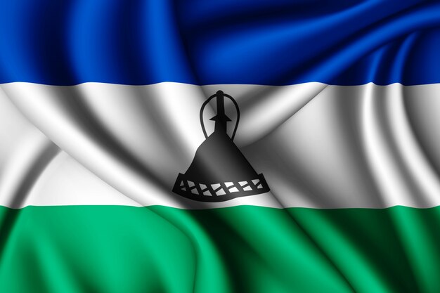 Agitant le drapeau de soie du Lesotho