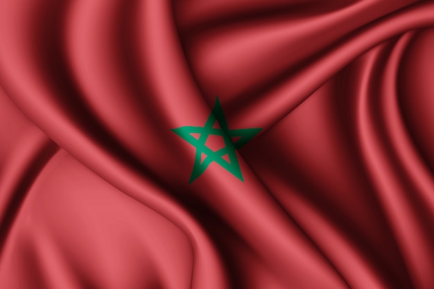 Photo agitant le drapeau en soie du maroc