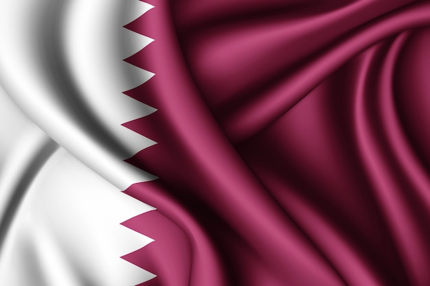 Photo agitant le drapeau de la soie du qatar