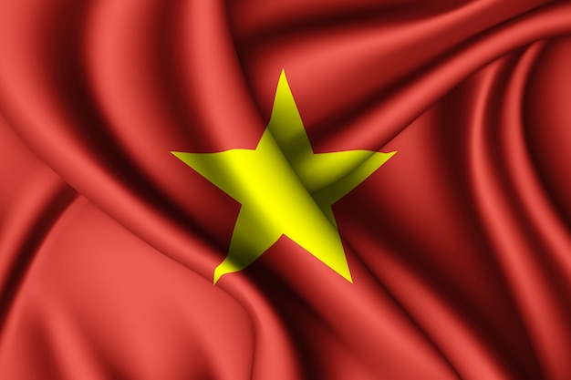 Agitant le drapeau de la soie du Vietnam