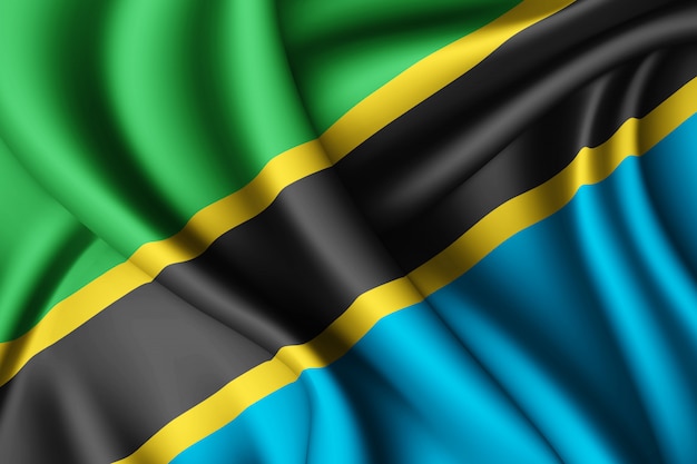 Agitant le drapeau de la soie de la Tanzanie