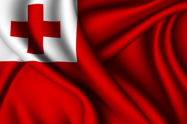 Agitant le drapeau de la soie des Tonga