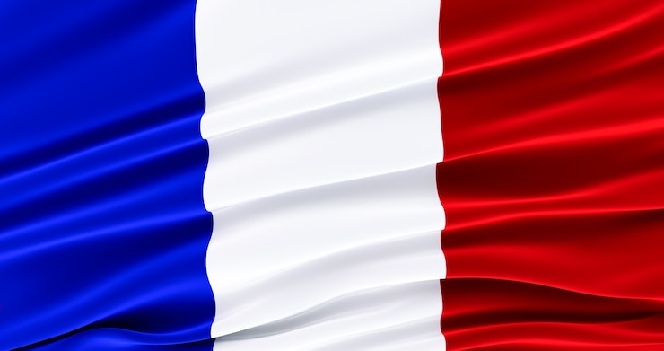 Photo agitant le drapeau en tissu du français