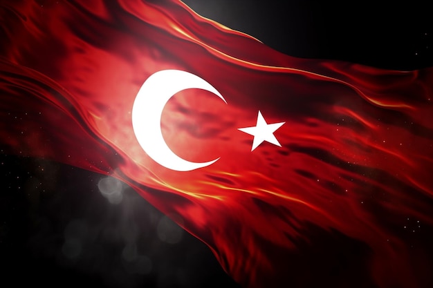 Agitant le drapeau de la Turquie