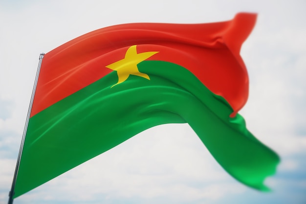 Agitant des drapeaux du monde - drapeau du Burkina Faso. Tourné avec une faible profondeur de champ, mise au point sélective. illustration 3D.