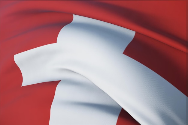 Agitant des drapeaux du monde - drapeau de la Suisse. Vue rapprochée, illustration 3D.