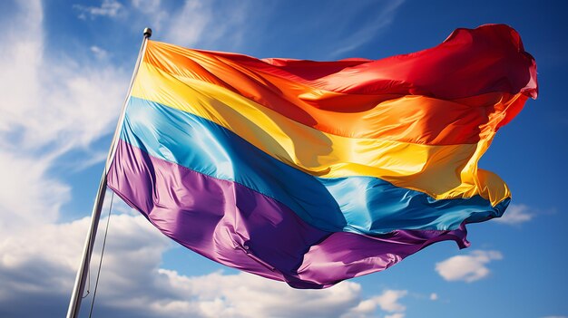 Agitant fièrement le drapeau coloré de la fierté LGBTQ