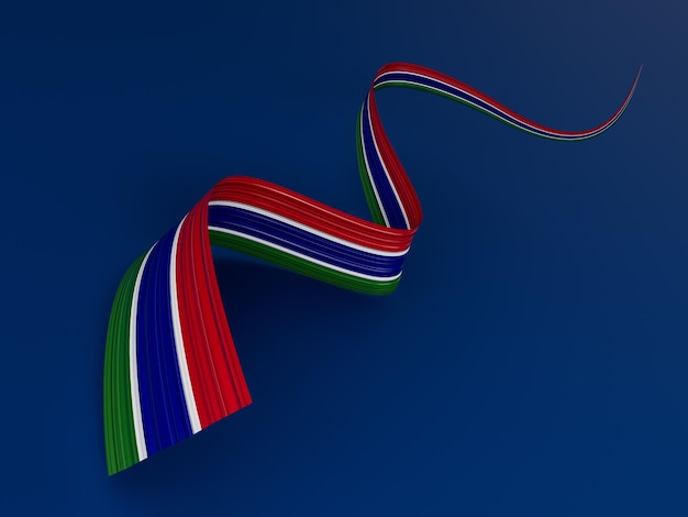 Agitant un ruban ou une bannière avec le drapeau de l'illustration 3d de la fête de l'indépendance de la Gambie