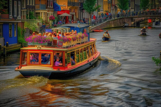 L'agitation des canaux d'Amsterdam vibrante et pleine de vie