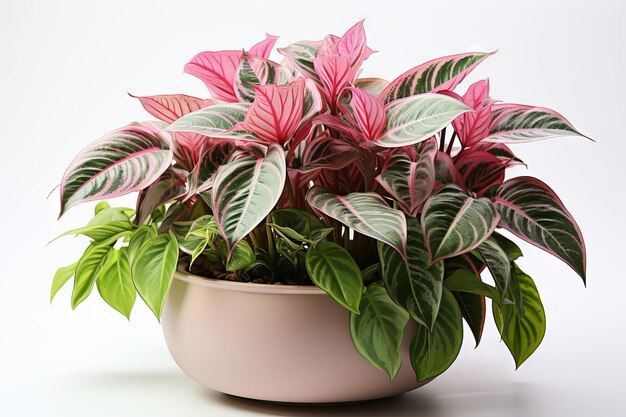 Photo aglaonema isolé sur fond blanc avec un tracé de détourage