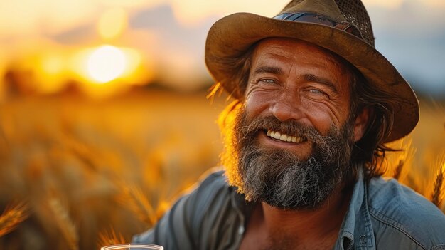 agriculteur dans un champ de blé