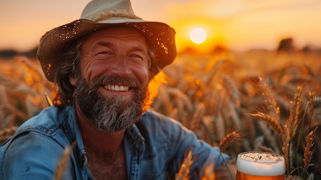 agriculteur dans un champ de blé