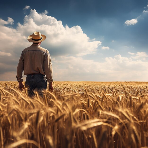 Agriculteur dans un champ de blé