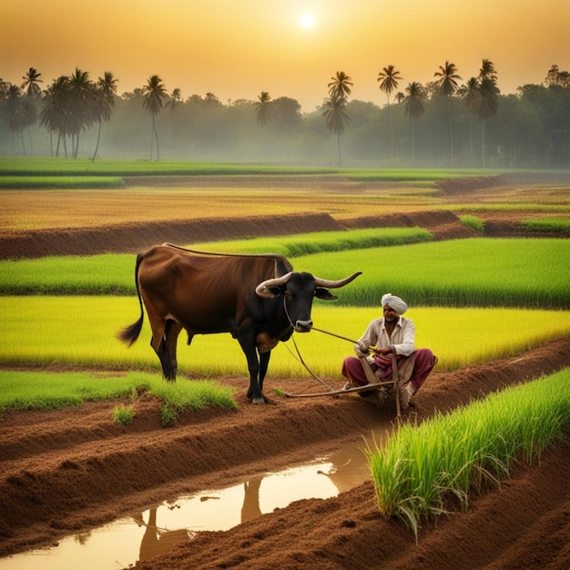 Photo agriculteur indien avec ai généré