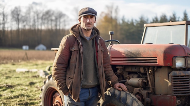 Photo agriculteur indien debout dans un domaine agricole ia générative