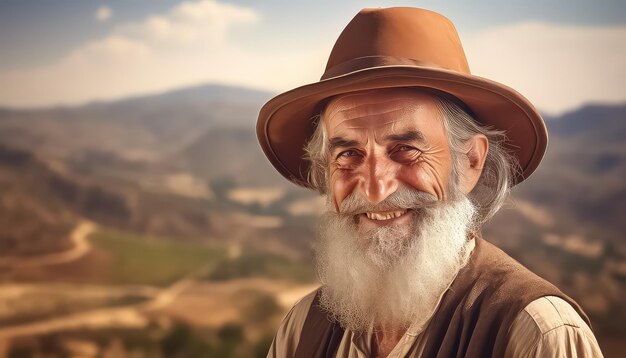 Agriculteur israélien sur fond de nature