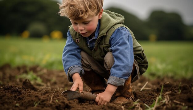 un agriculteur plantant dans les champs