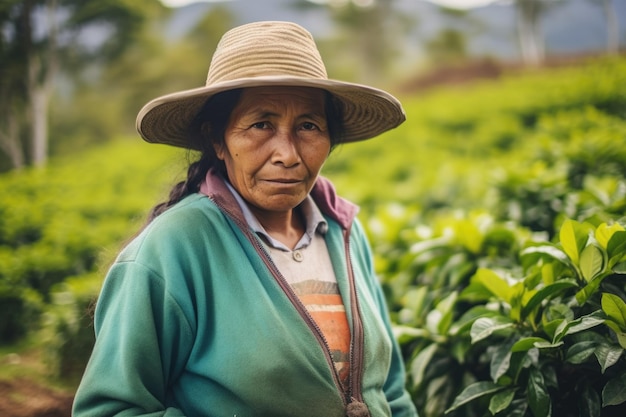 Agriculteur sur une plantation de café arabica