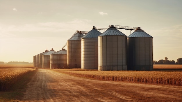 Agriculteur souriant dans une ferme Récolte de silos à grains