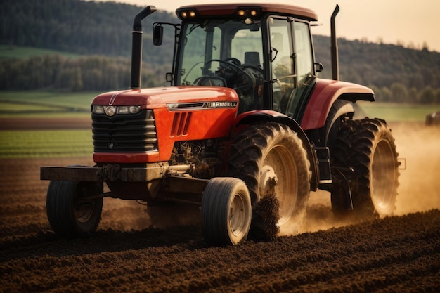 Photo agriculteur avec tracteur préparant la terre pour la plantation de plantes agriculture concept d'agriculture et de récolte