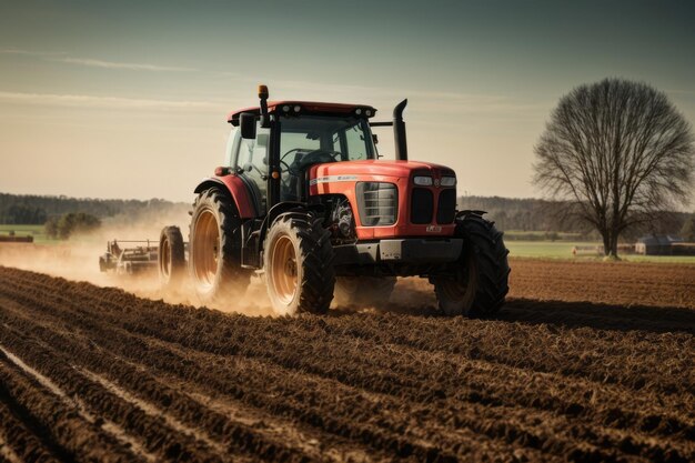 agriculteur avec tracteur préparant la terre pour la plantation de plantes agriculture concept d'agriculture et de récolte