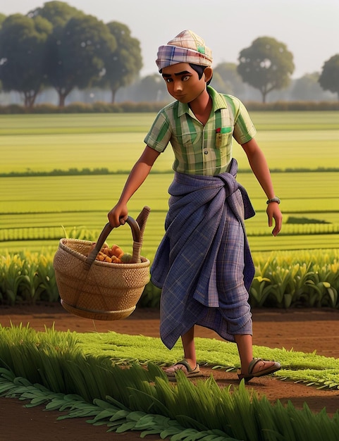 Agriculteur travaillant sur le terrain Illustration