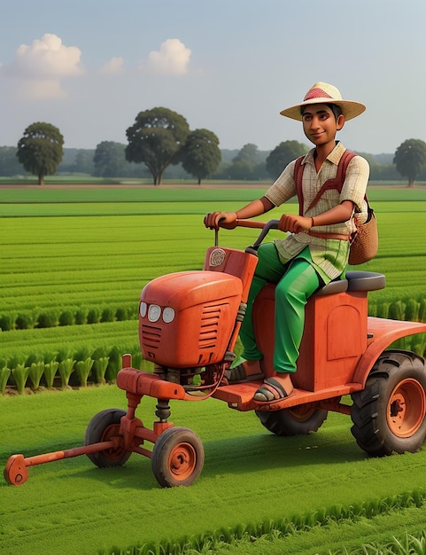 Agriculteur travaillant sur le terrain Illustration