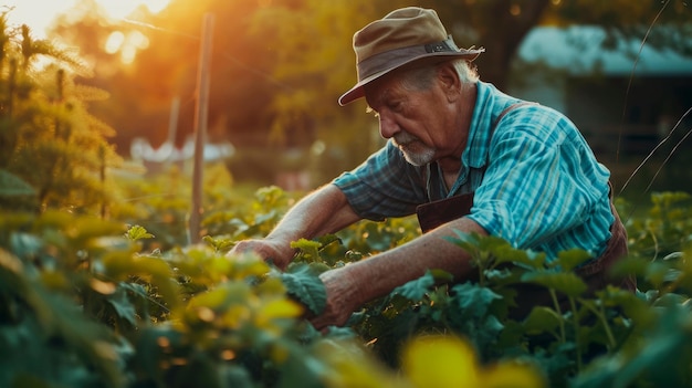 agriculteur utilisant des pratiques agricoles respectueuses de l'environnement telles que l'agriculture biologique et la permaculture