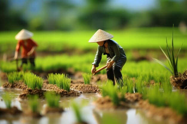 les agriculteurs cultivent du riz