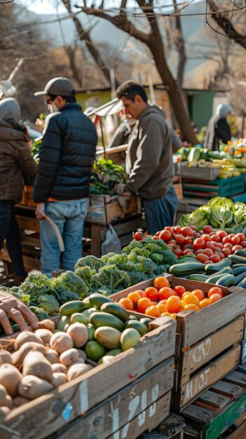 Des agriculteurs locaux vendant des produits biologiques sur un marché au Chili W Marché traditionnel et culturel Photo