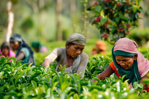 Photo des agriculteurs à la plantation de thé