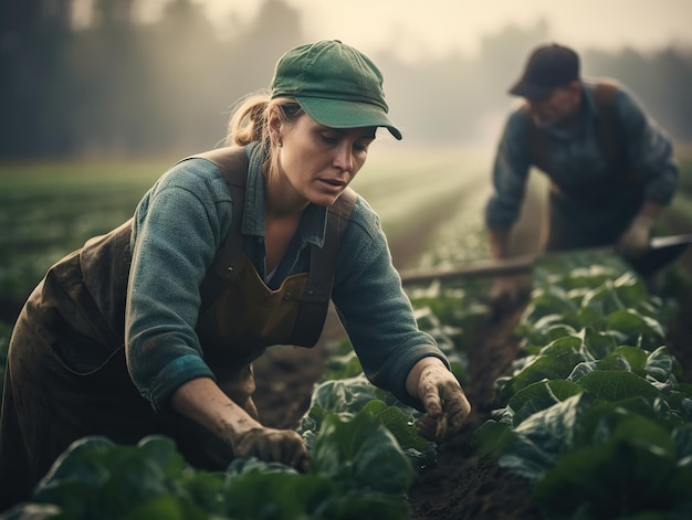 Agriculteurs travaillant dans les champs