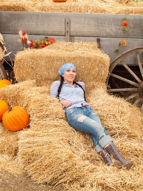 Agricultrice sur le ranch.