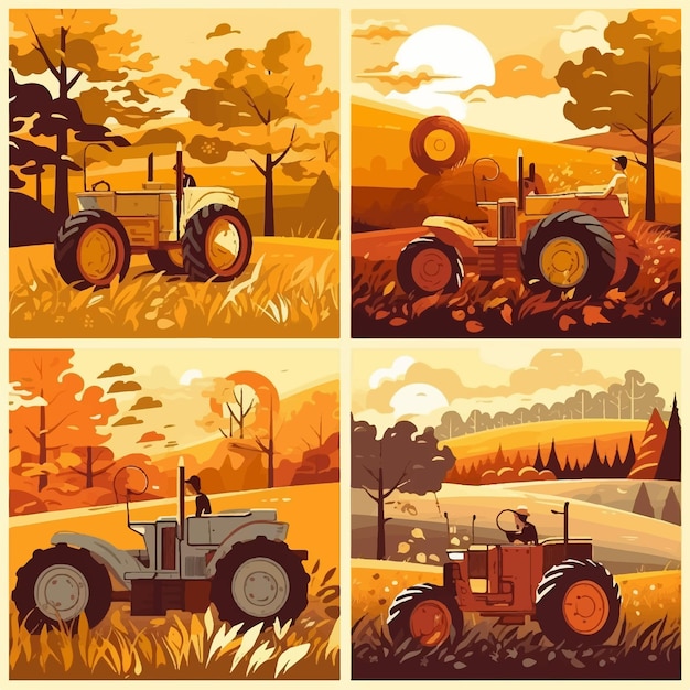 Agriculture nature et tracteur de récolte agricole