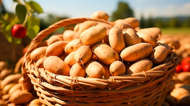 Agriculture récolte de pommes de terre crues saleté fraîche à l'extérieur sain