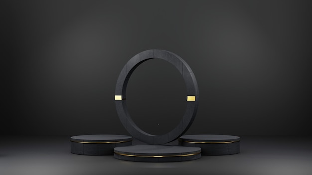 AH Display podium noir rendu 3d rendu 3d de fond de produit pastel minimal